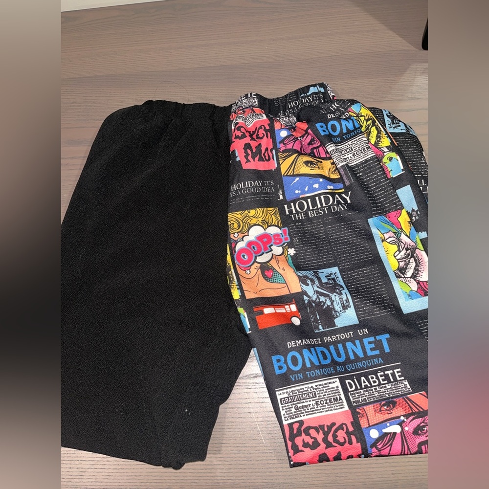 Bright colorful two tone sweatpants half black and half colorful